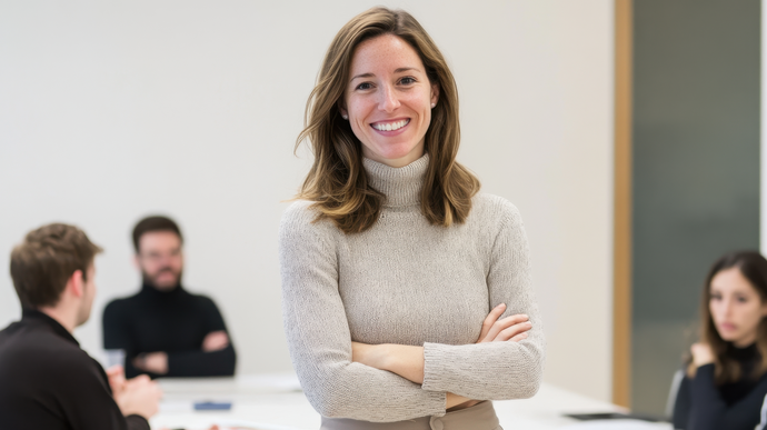 Frau lächelt in die Kamera