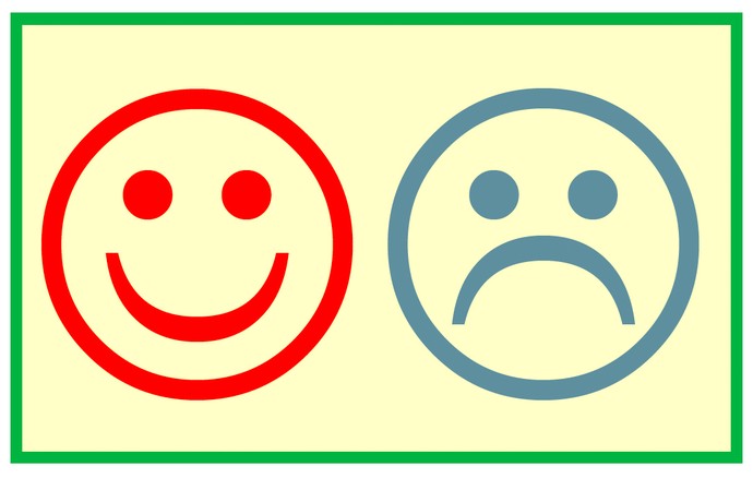 Logo der Bipolar Ambulanz. Ein köchelndes und ein trauriges Smiley nebeneinander.