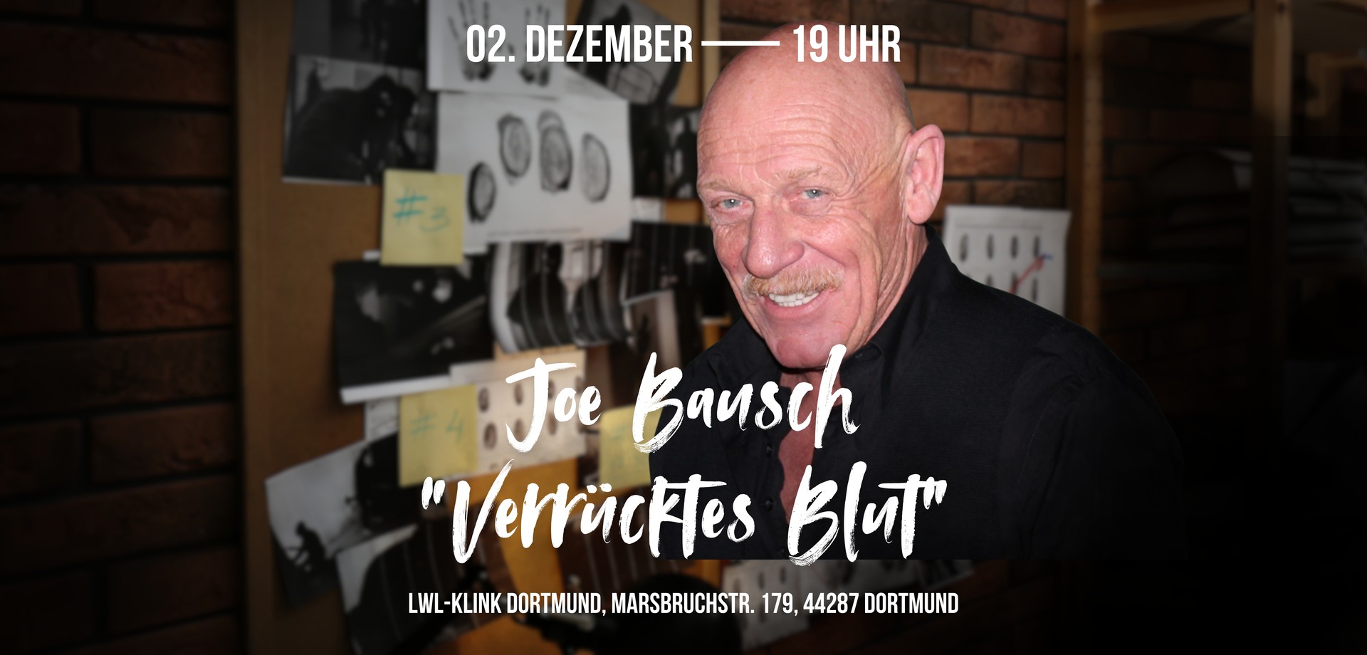 Joe Bausch mit Veranstaltungstitel