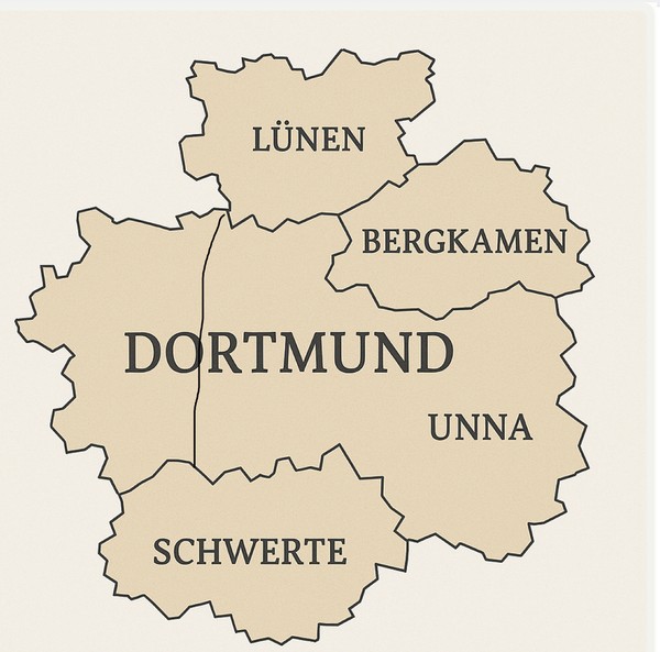Karte von Dortmund und Umgebung
