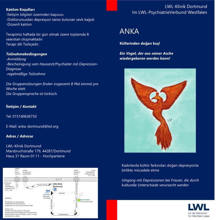 Flyer zu Anka, türkischsprachiges Gruppenangebot für Depressive Störungen.