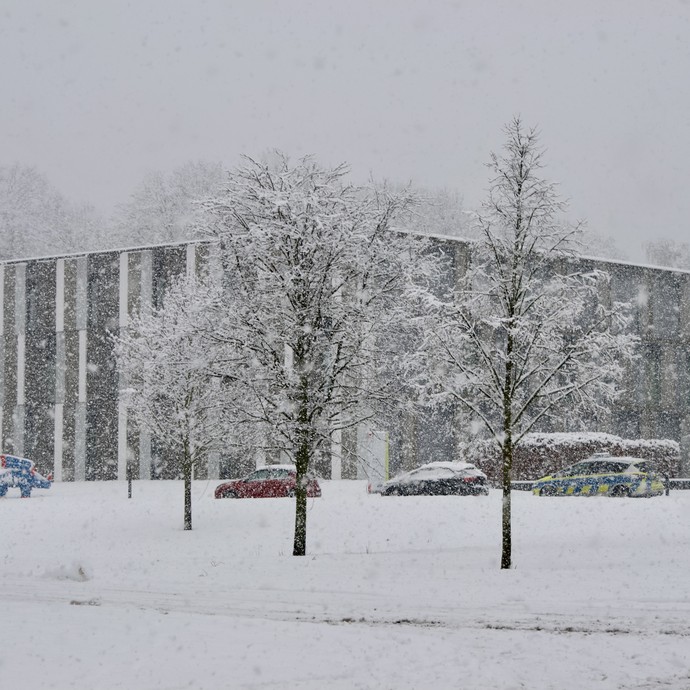 Phönix-Haus im Schneegestöber (vergrößerte Bildansicht wird geöffnet)
