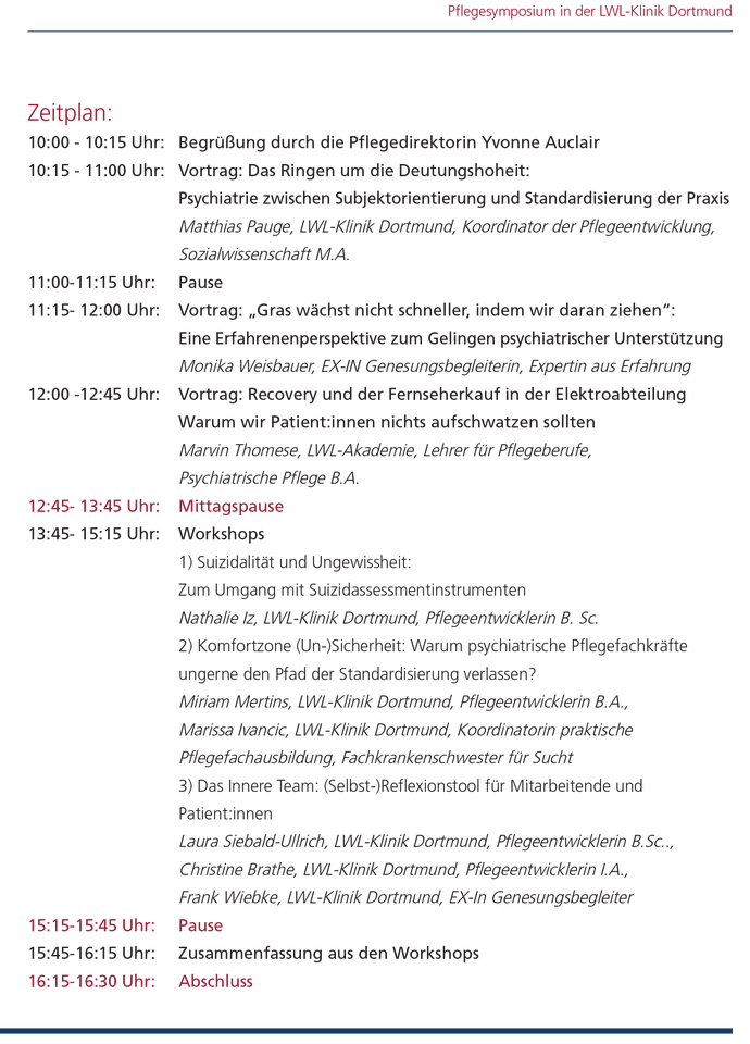 Programm des Pflegesymposiums