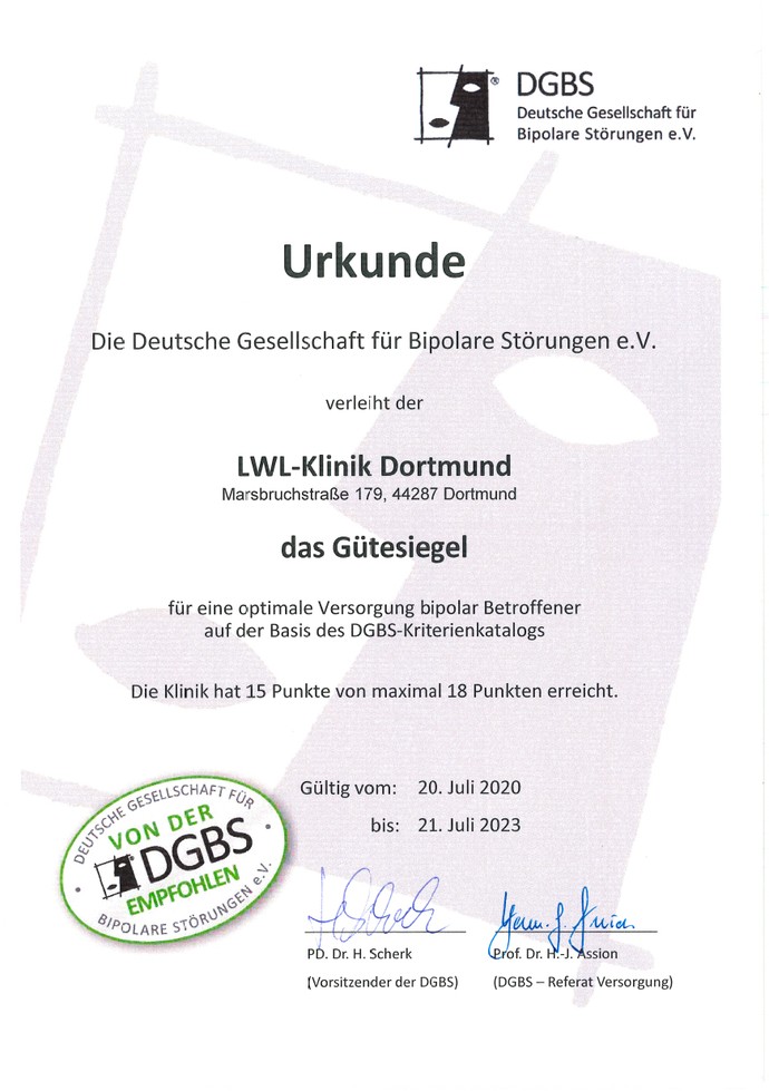 Gütesiegel der Deutschen Gesellschaft für Bipolare Störungen