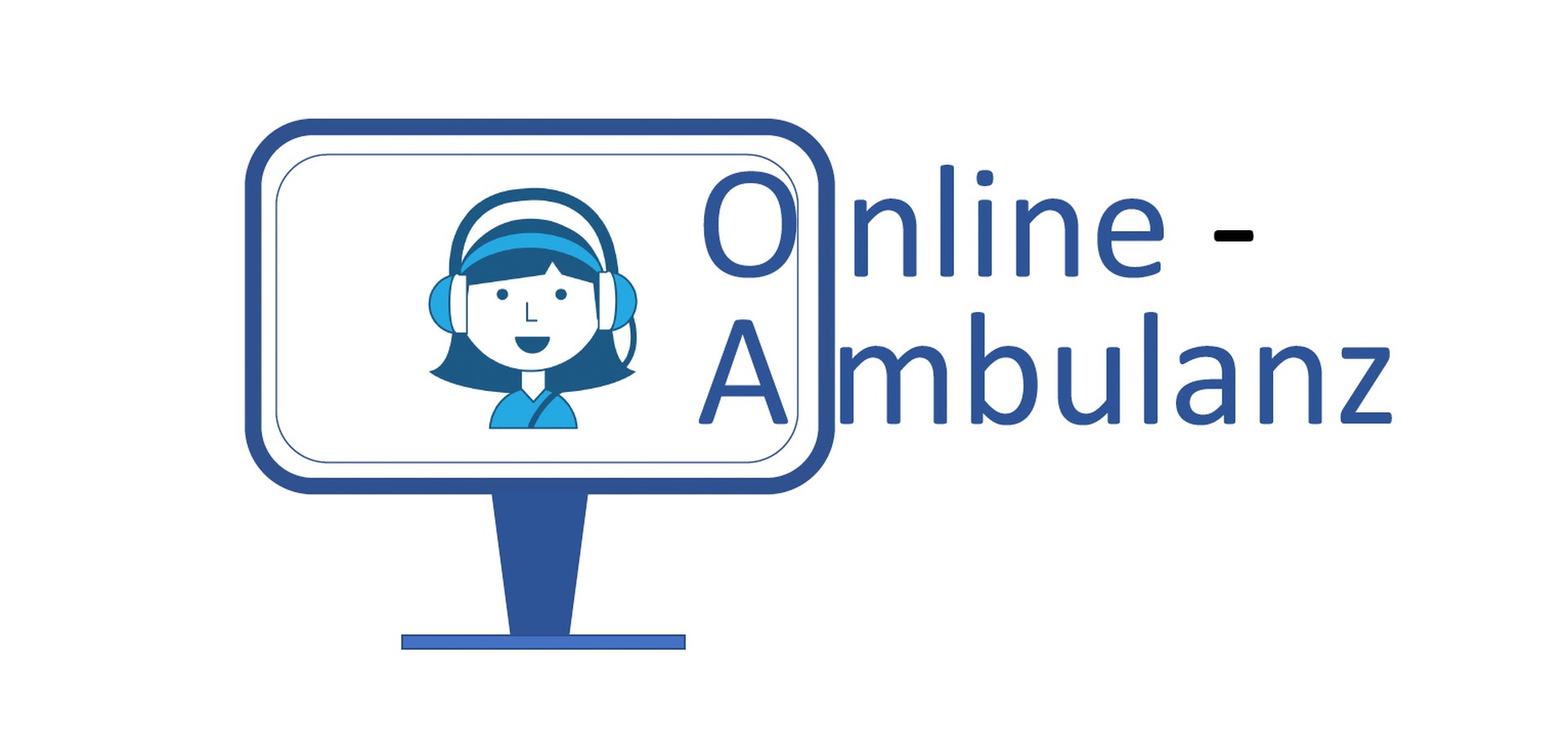 Grafik ein Computerbildschirm mit der Aufschrift Online-Ambulanz. Die Schrift reicht über den Bildschirm hinaus.